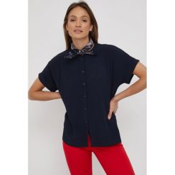 Tommy Hilfiger koszula damska kolor granatowy relaxed. Niebieskie koszule Tommy Hilfiger, bez wzorów, z tkaniny, bez kołnierzyka, bez ramiączek. W wyprzedaży za 309.99 zł.