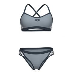 Strój kąpielowy damski dwuczęściowy bikini na basen plażę Arena Icons. Szare bikini Arena, bez wzorów, sportowe. Za 69.99 zł.
