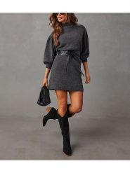 Milan Kiss Sukienka dzianinowa w kolorze antracytowym rozmiar: S. Czarne sukienki Milan Kiss, na co dzień, s, bez wzorów, z dzianiny, bez kołnierzyka, bez ramiączek, mini, proste. Za 165.99 zł.