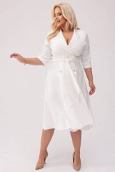 Elegancka żakietowa sukienka Marietta w kolorze ecru XXL OVERSIZE WIOSNA. Żółte sukienki Moda Size Plus Iwanek, do pracy, l, bez wzorów, z elastanu, biznesowe, bez kołnierzyka, bez ramiączek, mini, oversize. Za 325.00 zł.