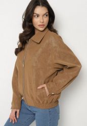 Brązowa Kurtka z Wiskozą Ozdobiona Kołnierzykiem Nanelisa. Brązowe kurtki Born2be, m, z aplikacjami, z jeansu, eleganckie, bez kaptura. W wyprzedaży za 223.99 zł.