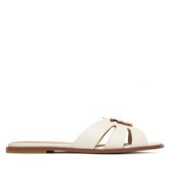 Klapki PINKO. Białe klapki Pinko, bez wzorów, bez obcasa, bez zapięcia. Za 919.99 zł.