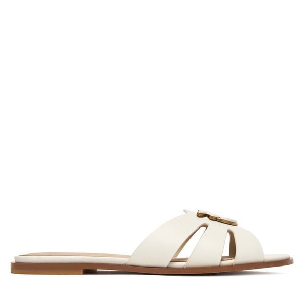 Klapki PINKO. Białe klapki Pinko, bez wzorów, bez obcasa, bez zapięcia. Za 919.99 zł.