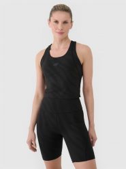 4F Crop top treningowy szybkoschnący damski - czarny S. Czarne topy sportowe 4f, s, bez wzorów, z dzianiny, na fitness i siłownię. W wyprzedaży za 59.99 zł.