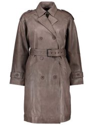 Apple of Eden Skórzany płaszcz w kolorze szarym rozmiar: 40. Szare płaszcze Apple of Eden, bez wzorów, ze skóry, bez kaptura. Za 632.42 zł.