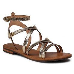 Sandały Geox. Żółte sandały Geox, bez wzorów, bez obcasa, na płaskiej podeszwie, bez zapięcia. Za 349.00 zł.