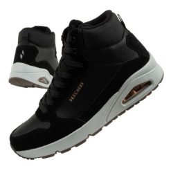 Buty Skechers Uno-World Of Gems 155217/BBK czarne. Czarne buty treningowe bez wzorów, ze skóry, bez zapięcia. W wyprzedaży za 404.43 zł.