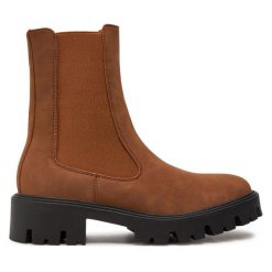 Sztyblety ONLY Shoes. Brązowe botki ONLY SHOES, bez wzorów, bez obcasa, na płaskiej podeszwie, bez zapięcia. Za 169.99 zł.