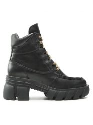 Badura Botki 222FW31 Czarny. Czarne botki Badura, bez wzorów, ze skóry, bez obcasa, na słupku, bez zapięcia. Za 339.99 zł.