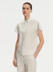 Calvin Klein Koszula K20K208322 Beżowy Regular Fit. Brązowe koszule Calvin Klein, bez wzorów, ze lnu, bez kołnierzyka, bez ramiączek. Za 299.99 zł.