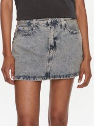 Calvin Klein Jeans Spódnica jeansowa J20J222502 Niebieski Regular Fit. Niebieskie spódnice Calvin Klein Jeans, bez wzorów, z bawełny, mini. Za 269.99 zł.
