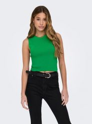 ONLY Top w kolorze zielonym rozmiar: XL. Zielone topy ONLY, xl, bez wzorów, prążkowane, bez kołnierzyka, bez ramiączek. Za 30.78 zł.
