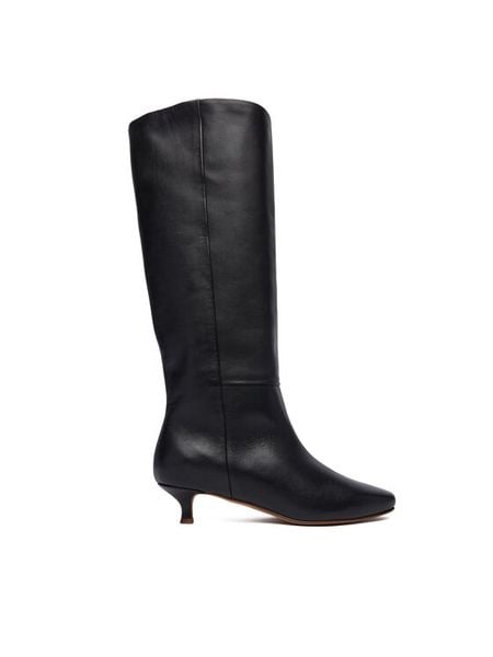 Balagan Kozaki Stockholm Czarny. Czarne kozaki BALAGAN, bez wzorów, ze skóry, bez obcasa, na szpilce, bez zapięcia. Za 1,099.00 zł.