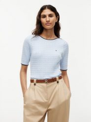 Tommy Hilfiger koszulka z dzianiny Kobiety Bawełna (100%) niebieski, XL. Niebieskie t-shirty sportowe Tommy Hilfiger, xl, bez wzorów, z bawełny, bez ramiączek. Za 489.95 zł.