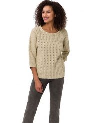 Heine Sweter w kolorze beżowym rozmiar: 44. Brązowe swetry Heine, bez wzorów, z bawełny, bez ramiączek. Za 88.02 zł.