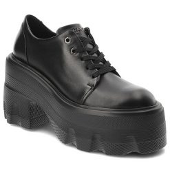 Czarne Półbuty Carinii Modne Obuwie Damskie. Czarne półbuty wsuwane Carinii, z aplikacjami, ze skóry, eleganckie, bez obcasa. Za 602.99 zł.
