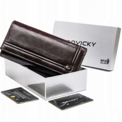 Portfel skórzany Rovicky CPR-8787-BAR brązowy. Brązowe portfele ROVICKY, bez wzorów, ze skóry. Za 109.99 zł.
