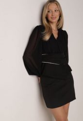 Czarna Gładka Spódnica VICES o Ołówkowym Kroju Abilura. Czarne spódnice Born2be, do pracy, l, bez wzorów, biznesowe, mini, dopasowane. Za 99.99 zł.