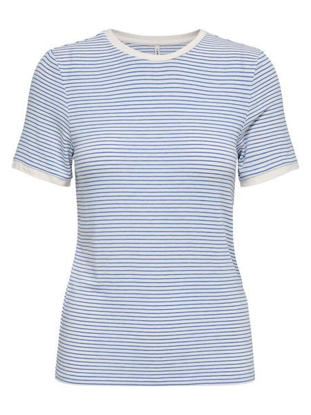 ONLY T-Shirt Tine 15315406 Niebieski Regular Fit. Niebieskie t-shirty ONLY, s, bez wzorów, z wiskozy, bez kołnierzyka, bez ramiączek. Za 69.99 zł.