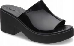 Klapki Dla Dorosłych Crocs Crocs Brooklyn High Shine Heel Slide. Czarne klapki Crocs, bez wzorów, z materiału, bez obcasa, bez zapięcia. Za 230.99 zł.