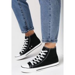 Czarno-Białe Trampki Nonagina. Czarne trampki Born2be, bez wzorów, z gumy, klasyczne, za kostkę, bez zapięcia. W wyprzedaży za 55.99 zł.