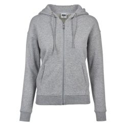 Bluza damska z kapturem Urban Classic claic zip. Szare bluzy Urban Classics, bez wzorów, bez ramiączek, z kapturem. Za 148.10 zł.