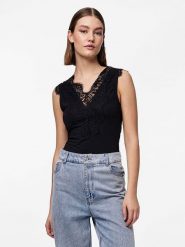 Pieces Top "Ilu" w kolorze czarnym rozmiar: XS. Czarne topy Pieces, xs, bez wzorów, z koronki, bez kołnierzyka, bez ramiączek. Za 35.18 zł.