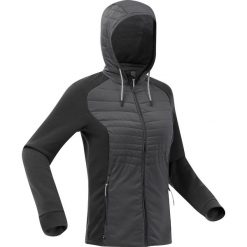 Bluza turystyczna damska Quechua NH500 Hybrid. Czarne bluzy QUECHUA, m, bez wzorów, z tkaniny, sportowe, bez ramiączek, bez kaptura. Za 169.99 zł.