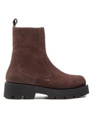 Simple Botki SL-15-02-000049 Brązowy. Brązowe botki Simple, bez wzorów, z nubiku, bez obcasa, na płaskiej podeszwie, bez zapięcia. Za 229.99 zł.