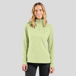 Bluza bez kaptura rozpinana Odlo Mid layer 1/2 zip ESSENTIAL CERAMIWARM. Zielone bluzy ODLO, bez wzorów, sportowe, bez ramiączek, bez kaptura. Za 329.99 zł.