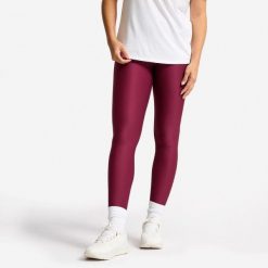 Legginsy fitness damskie Domyos. Fioletowe legginsy DOMYOS, bez wzorów, z elastanu, sportowe. Za 69.99 zł.
