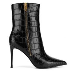 Botki Eva Minge. Czarne botki Eva Minge, bez wzorów, bez obcasa, na szpilce, bez zapięcia. Za 461.99 zł.