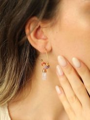 Pierres delicates Pozłacane kolczyki-półkreole z perłami i ametystami rozmiar: onesize. Różowe kolczyki Pierres delicates, z ametystem, pozłacane. Za 52.99 zł.