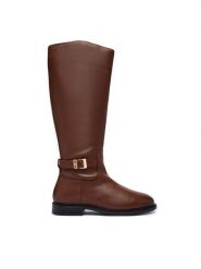 Tommy Hilfiger Kozaki Th Buckle Leather Knee Boot FW0FW09572 Brązowy. Brązowe kozaki Tommy Hilfiger, bez wzorów, ze skóry, bez obcasa, bez zapięcia. Za 949.99 zł.