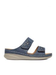 Go Soft Klapki CEO-WYL05010-11 Niebieski. Niebieskie klapki GO SOFT, bez wzorów, ze skóry, bez obcasa, bez zapięcia. Za 89.99 zł.