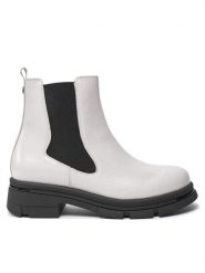 Caprice Botki 9-25428-43 Biały. Białe botki Caprice, bez wzorów, z lakierowanej skóry, bez obcasa, na płaskiej podeszwie, bez zapięcia. Za 499.99 zł.