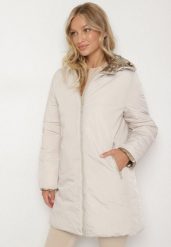 Jasnobeżowa Pikowana Kurtka Dwustronna z Kapturem Alarrise. Brązowe kurtki Born2be, l, bez wzorów, z jeansu, z kapturem. Za 269.99 zł.