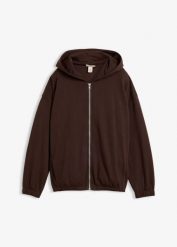 Bluza rozpinana z kapturem z mieszanki bawełny organicznej. Szare bluzy bonprix, bez wzorów, z bawełny, bez ramiączek, z kapturem. Za 129.99 zł.