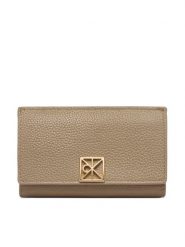 Calvin Klein Portfel Emblem Hw Pebble Snap Cardholder LV04F1127G Beżowy. Brązowe portfele Calvin Klein, bez wzorów, ze skóry. Za 249.99 zł.