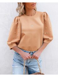 Milan Kiss Bluza w kolorze jasnobrązowym rozmiar: M. Brązowe bluzy Milan Kiss, m, bez wzorów, bez ramiączek, bez kaptura. Za 92.42 zł.