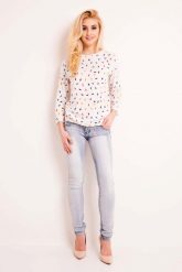 Bluzka we Wzory z Szerokim Rękawem 7/8. Białe bluzki Lou-Lou, l, bez wzorów, z elastanu, bez kołnierzyka, bez ramiączek. Za 122.90 zł.