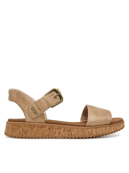 Skechers Sandały Bobs Sun Vibe 114423/NAT Beżowy. Brązowe sandały Skechers, bez wzorów, ze skóry, bez obcasa, na płaskiej podeszwie, bez zapięcia. Za 222.99 zł.