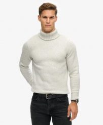 Superdry Szczotkowany sweter z golfem Glacier Grey. Szare swetry Superdry, xl, bez wzorów, z materiału, klasyczne, bez ramiączek. Za 447.20 zł.