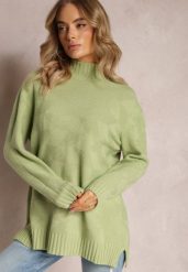 Zielony Golf z Długim Rękawem Oligese. Zielone swetry Renee, l, bez wzorów, z dzianiny, eleganckie, bez ramiączek. W wyprzedaży za 79.99 zł.