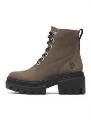 Timberland Skórzane botki "Everleigh" w kolorze ciemnobrązowym rozmiar: 39,5. Brązowe botki Timberland, bez wzorów, eleganckie, bez obcasa, bez zapięcia. Za 455.78 zł.