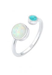 Elli Damski Boho otwarty regulowany z syntetycznym opalem i holwitem w srebrze 925 Sterling Silver Pierścionki 1 ct. Szare pierścionki Elli, z opalem, srebrne. Za 207.39 zł.