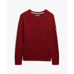 Sweter z luźnym splotem dla kobiet Superdry. Czerwone swetry Superdry, xs, bez wzorów, ze splotem, eleganckie, bez ramiączek. Za 278.40 zł.