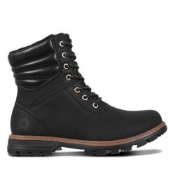 Trapery Luhta. Czarne traperki Luhta, bez wzorów, bez obcasa, bez zapięcia. Za 649.99 zł.