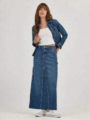 Lee Spódnica dżinsowa w kolorze niebieskim rozmiar: W28. Niebieskie spódnice Lee, bez wzorów, maxi. Za 221.88 zł.