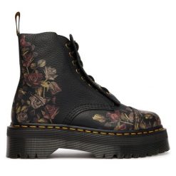 Trapery Dr. Martens. Czarne traperki Dr Martens, bez wzorów, bez obcasa, bez zapięcia. Za 1,129.00 zł.